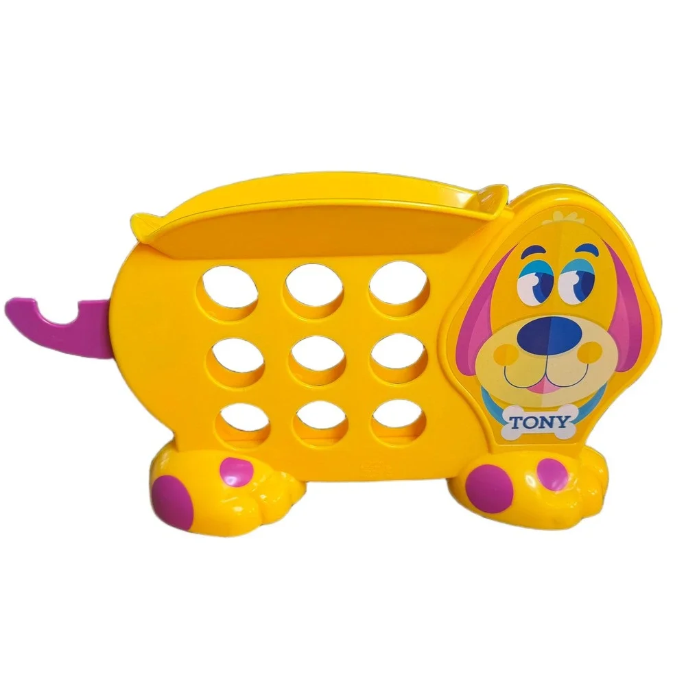 Fisher-Price Tony the Dog Coin Bank Yellow Puppy Toy with 11 Red Blue Coins